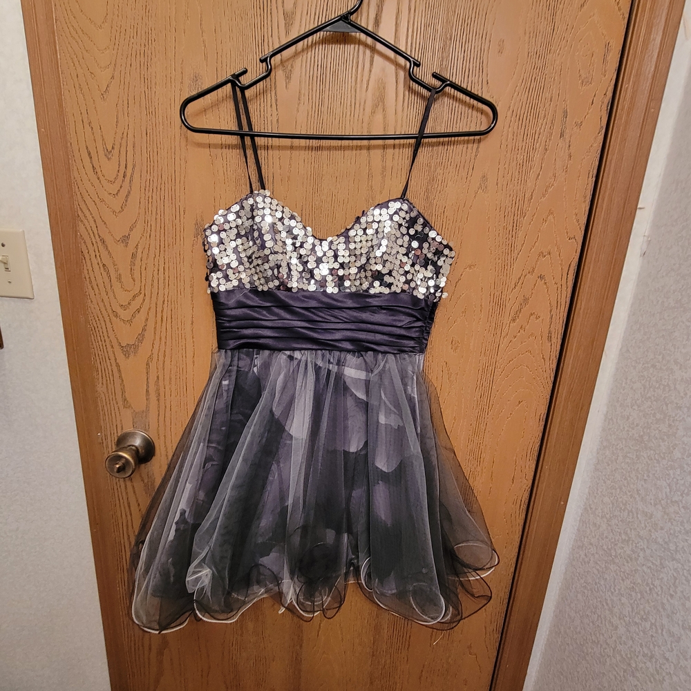 Deb Sparkling Sequin and Black Tulle Midi Dress